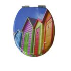 BRAND Abattant WC en bois moulé avec frein de chute motif Cabine de plage