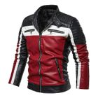 Blouson en cuir pour hommes - FUNMOON - Avec velours - Pour moto et loisirs