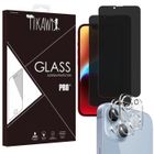 Tikawi x4 Verres trempés Anti Espion Iphone 14 Plus (6.7') [2 Ecrans + 2 Caméras] Résistance 9H Avant + Arrière [Anti-traces] x4
