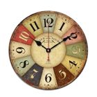 Vococal® Horloge coloré rétro vintage rustique en bois murale Style européen tour 30cm
