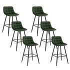 WOLTU 6X Tabouret de Bar, Chaise de Bar, Assise rembourrée en Velours avec Pieds et Repose-Pieds en métal,Vert Foncé