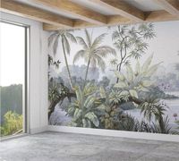 Papier Peint Panoramique Jungle Tropicale Tapisserie Murales Papier Peint 3D Intissé Décoration 350cm (largeur) X 250cm