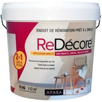 APARA Enduit pour rénovation Redécore - 2 en 1 - Lisse et décore sur platre, peinture, crépis, fibre - 15 kg - Blanc
