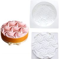 Moule silicone rond 3D fleur spirale torsadée bombée relief en silicone flexible pour cake gâteau pâtisserie entremets design 