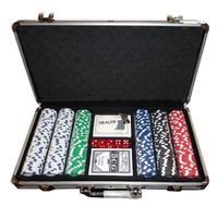 Mallette de Poker - - 300 Pièces - Coffret en Aluminium - 2 Jeux de Cartes + 1 Bouton Dealer