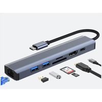 Hub USB C vers HDMI, 2 Ports USB-C vers USB, USB C vers Carte SD/TF, Charge PD 100W, Compatible avec MacBook Pro/Air,iPhone 15 ect