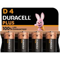 Duracell Plus Piles alcalines D, 1.5V LR20 MN1300, paquet de 4