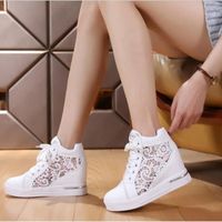 Baskets pour fille REMYCOO - Chaussures décontractées en dentelle à talons HD™ - Blanc - Textile - Lacets - Plat