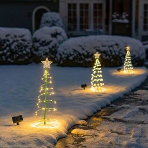 LAMPION LAMPION D'EXTERIEUR - LANTERNE D'EXTERIEUR Lampe Solaire LED Arbre De Noël Légère Nouvel An Etoile Décor Fête Jardin -Jaune Lumière