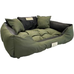 CORBEILLE - COUSSIN Grand lit pour chien et chat AIO Kingdog 75 x 65 Vert - taille M - avec 2 coussins 15x15cm