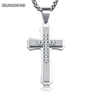 Chaine offerte 24" 7MM Pendentif Collier Croix Jesus Christ Argent Homme 