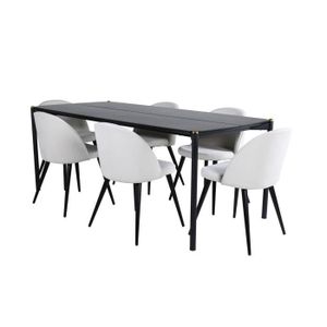 TABLE À MANGER COMPLÈTE Ensemble table et chaises en bois et fer blanc - P
