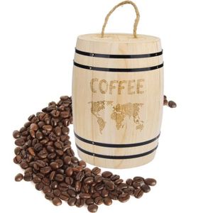 CAFÉ EN GRAINS CAFE-DOSETTETaille Kaki Grains de café 0ak baril de stockage boîte de cuisine frais grain de café récipient hermétique en bois p