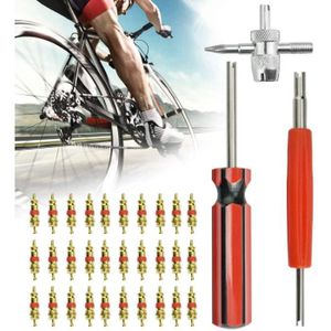 4 en Laiton Valve Cores Pneu de Voiture Outil de réparation 4 Voies Vanne Outil rongweiwang Double tête Unique vanne Obus de Valve de Pneu Cores Outils Remover 