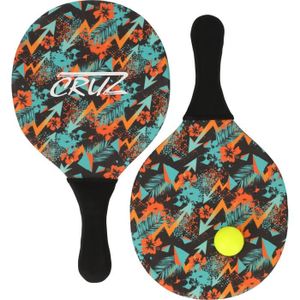 CP International Raquette de Plage en Bois modèle Jaune et Balle avec élastique