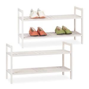 Giantex etagère de rangement pour chaussures en bois, avec 7 niveaux,  organisateur multi-étagère à chaussures, peut stocker au maximum 14 paires  de chaussure, blanc - Conforama