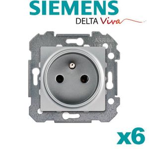 PRISE Lot de 6 Prises 2P+T SILVER Siemens DELTA VIVA