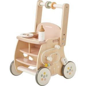 Chariot de marche avec freins en bois FSC® - blanc moyen uni avec decor,  Jouet