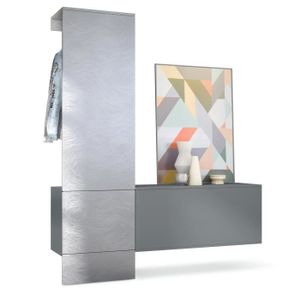 MEUBLE D'ENTRÉE Vladon Penderie Carlton Set 4, anthracite mat-metal rêche (156,5 x 193 x 35 cm)