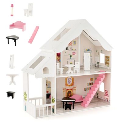 Mini Chaise Pour Maison De Poupée 1/12 - Chaise Haute En Bois Avec Plateau Pliable - Cadeau Idéal Pour Les Enfants Et Les Filles - Bois