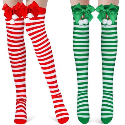 2 Paires De Chaussettes Montantes De Noël Femme – Motif Festif – Taille Unique Extensible – Pour Fêtes Et Cosplay - 3
