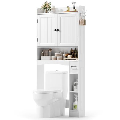 Meuble WC 3 Étagères Toilettes 160cm Blanc