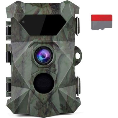 CamZeste Caméra de Chasse, 60MP 4K Caméra Chasse avec Détecteur de Mouvement Vision Nocturne, 940nm IR LED No Glow Invisible, Temps de Déclenchement 0,1s, Étanchéité IP66, avec Carte SD 32GB
