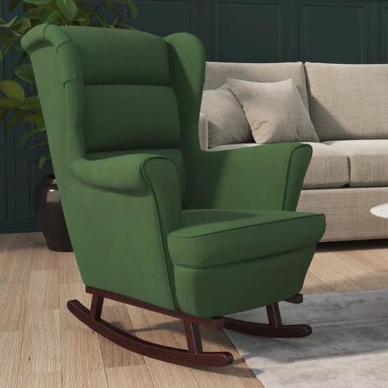 Classique Fauteuil Bascule Et Pieds En Bois D h v a Vert Fonc Classique Fauteuil Bascule Et Pieds En Bois D h v a Vert Fonc