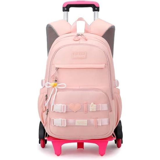 Sac à Dos Cartable à Roulettes Pour Enfant 6-10 Ans - 6 Roues En Caoutchouc, Tissu Imperméable, Dimensions 30x15x40 Cm, Bretelles Réglables