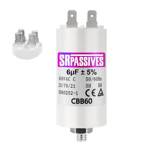 Condensateur Moteur CBB60 6µF (6uF) 450V - Démarrage Permanent - Neuf - Pour Pompe, Compresseur
