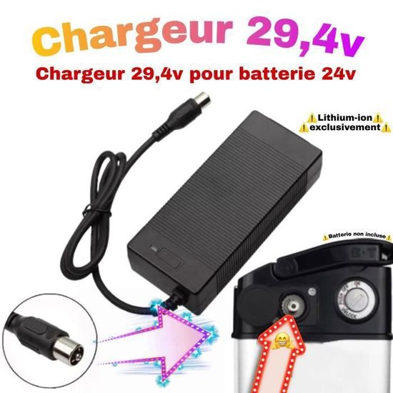 Chargeur 29,4v pour batterie 24v UNIQUEMENT 2Amps avec