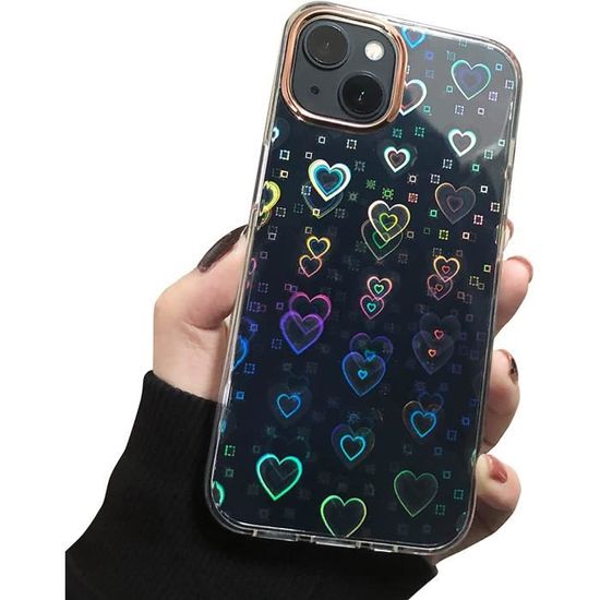 Compatible avec iPhone 11 coque, Aesthetic Love Heart Laser