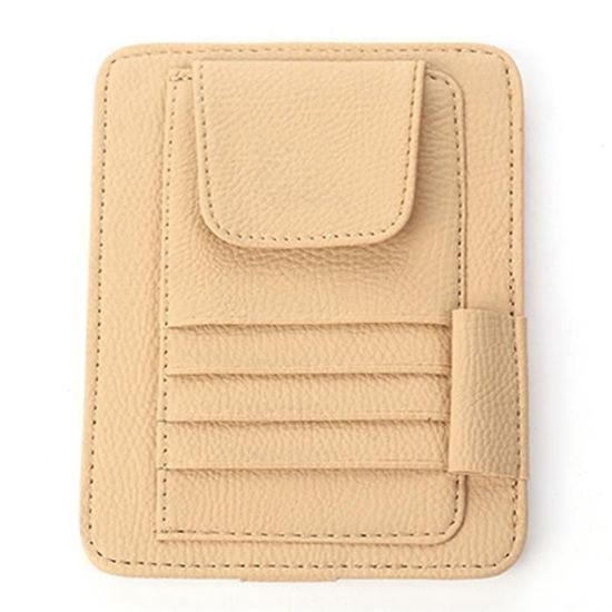 Organisateur De Pare-soleil Voiture En Cuir PU - 29x15 Cm - Poches Pour Cartes, Lunettes, Stylos - Range Ta Bagnole !