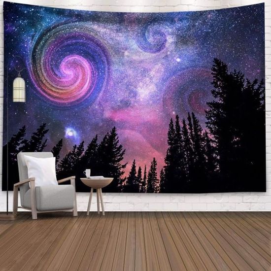 Tapisserie Murale Galaxie Constellation - Tissu Polyester 150x130 Cm à 230x180 Cm - Décoration Psychédélique Pour Chambre, Salon, Dortoir - Motif Espace Univers