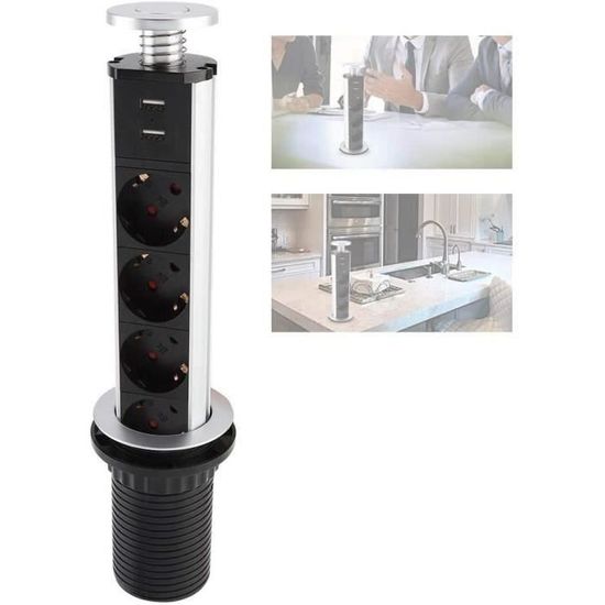 Boîtier Escamotable Blanc, équipé 1 Secteur, 1 Chargeur A+C Et 1 USB Precable 5 M C2x33841504