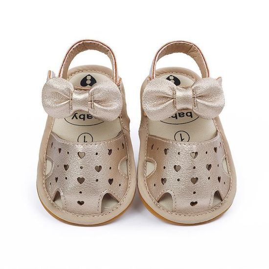 MARY JANE Chaussures Plates Antidérapantes Pour Bébé Avec Nœud Et Semelle Souple, A/Or, 0-6 Months Infant