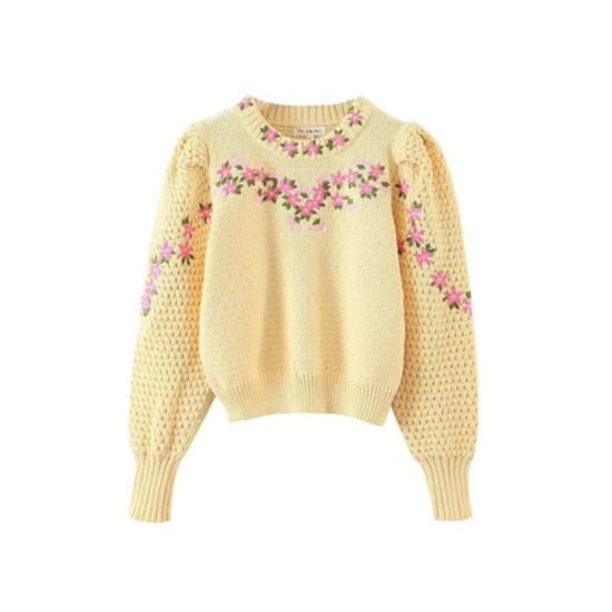 Haut Vintage Années 70 Style Décontracté - Motif Floral Artsy, Manches Longues, En Coton - Taille 6X Neuf Avec étiquette