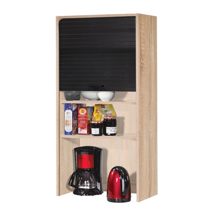 Meuble Haut de Cuisine Chêne Rideau Noir 4 Niches 60 x 124 x 35 cm - L 60 x l 35 x H 123.6 cm Meuble Haut de Cuisine Chêne Rideau Noir 4 Niches 60 x 124 x 35 cm - L 60 x l 35 x H 123.6 cm