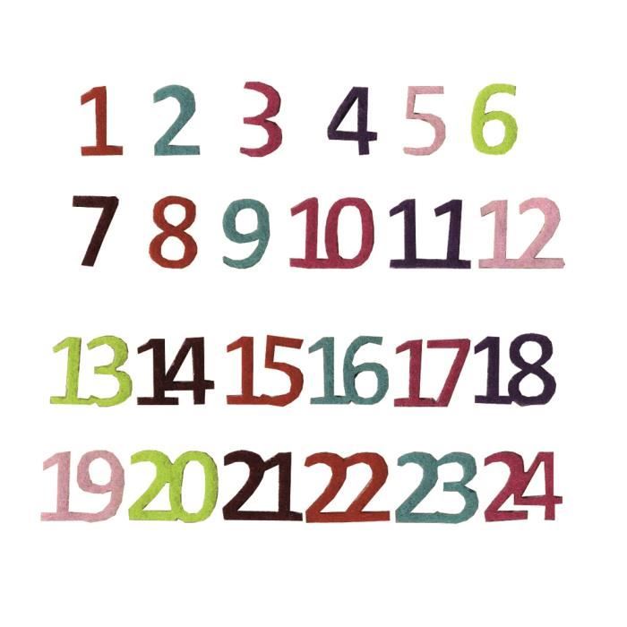 Chiffres feutrine autocollant multicolore 24 pièces - Artémio Multicolore - Assort.