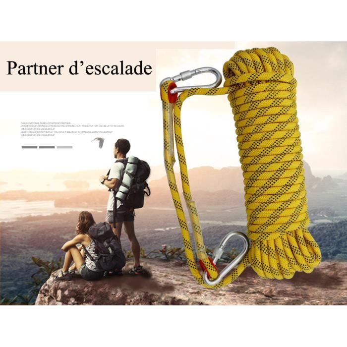 Avec 2 MousquetonsCorde nylon Corde 10 mm x 10 m - Corde De Sécurité d'escalade Alpinisme Sauvetage Corde charge 700kg