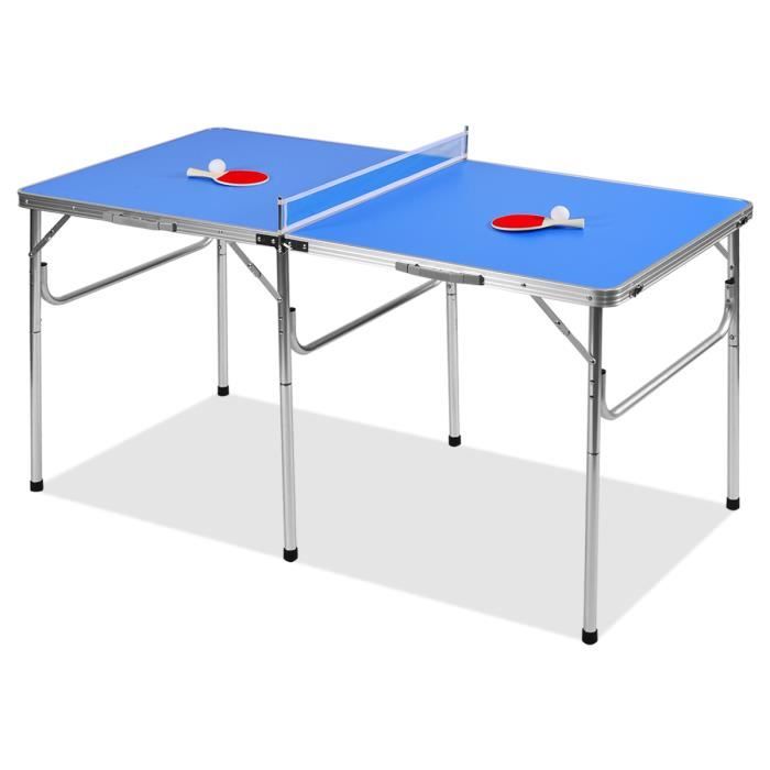 DREAMADE Table de ping-pong pliable, résistant à la corrosion et armature en aluminium, pas besoin d’installation