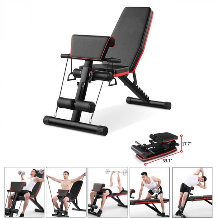 Banc de poids de remise en forme réglable robuste pliable plat / inclinaison / déclin haltère de gymnastique à domicile