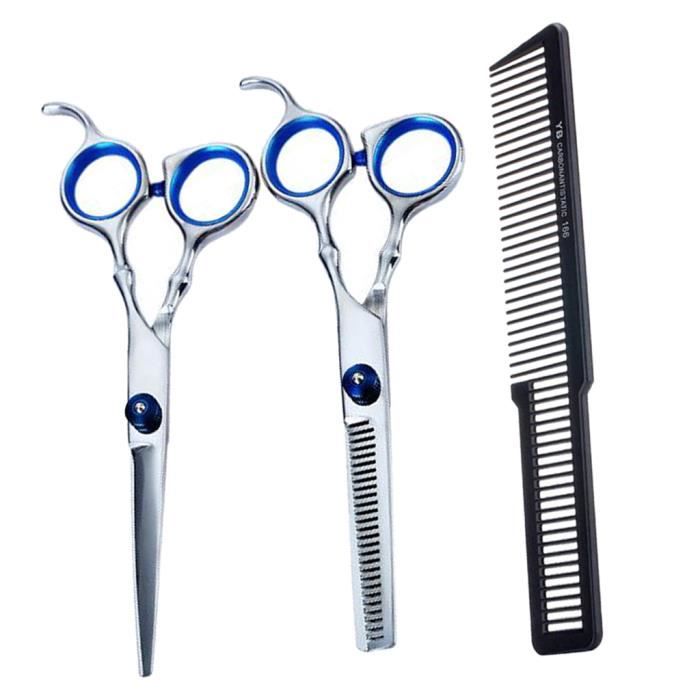 Ciseaux Coiffure Professionnel 3pcs Kit Ciseaux Désépaissir Inox Coupe de Cheveux avec Peigne de Coupe pour Coiffeur Salon de