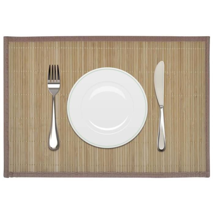 ETO Lot de 6 set de table Napperons en bambou 30 x 45 cm Brun