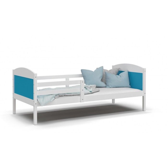 LIT ENFANT MATI 90x190 BLANC BLEU Livré avec sommier.