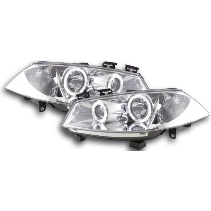 2 FEUX PHARE AVANT CHROME ANGEL EYES LED RENAULT MEGANE 2 DE 2002 A 12/2005