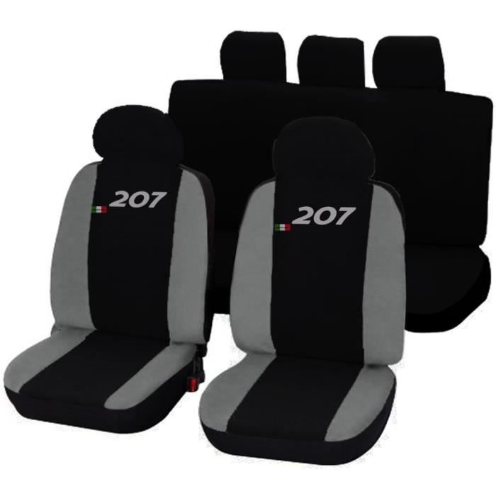 Housses de siège deux colorés pour Peugeot 207 - noir gris clair