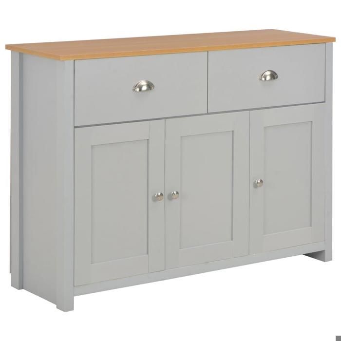 Buffet bahut armoire console meuble de rangement gris 112 cm 4402264