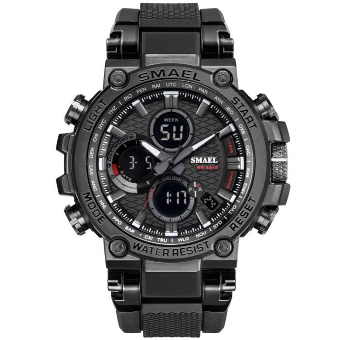 SMAEL – montre numérique pour homme, étanche, style militaire, 1803 Black -CLAT8672