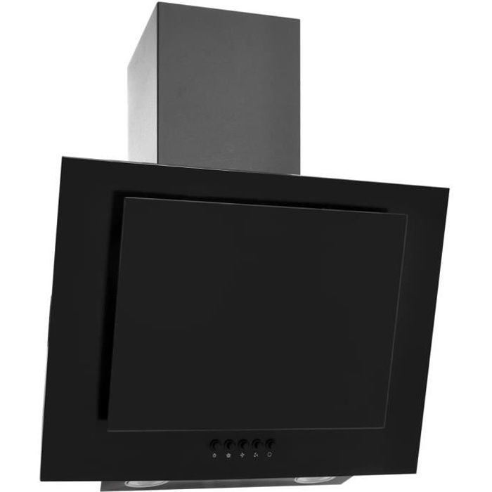 Hotte murale - Hotte aspirante 60 cm Acier inoxydable et verre trempé Noir